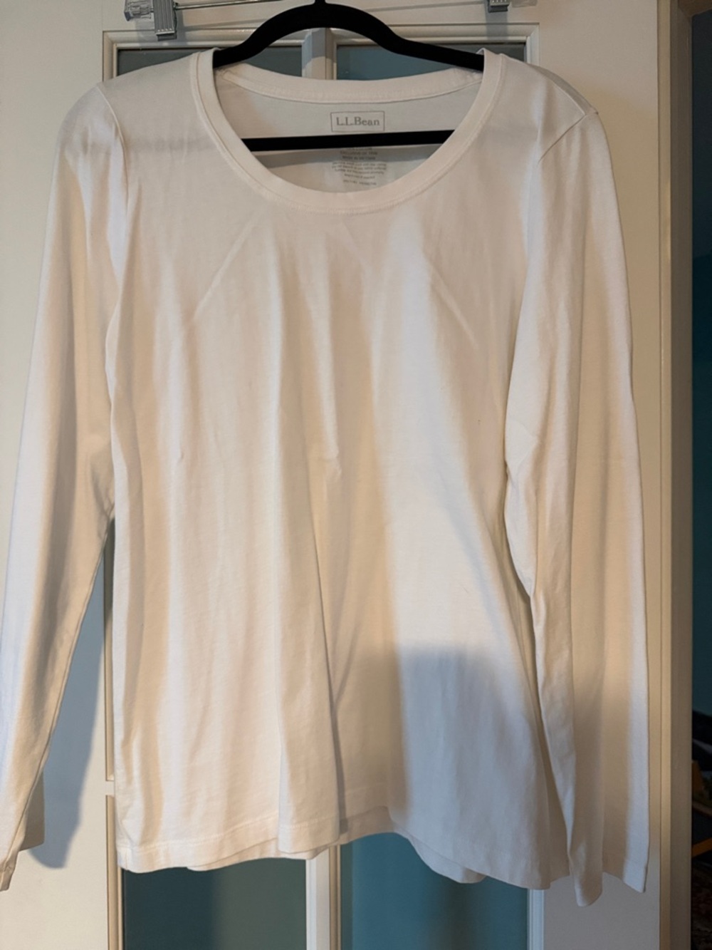 L.L. Bean White Long-Sleeve Crew Tee